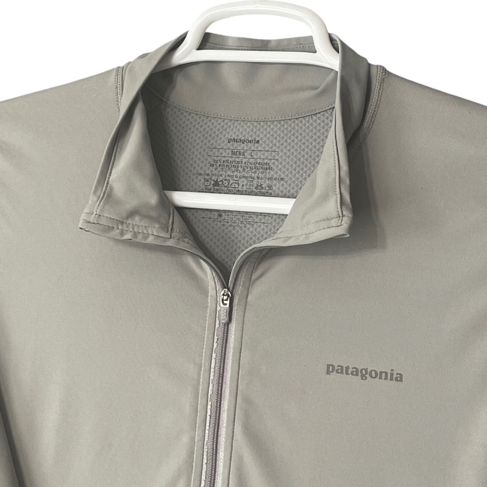 Patagonia Mens L Quarter Zip Pullover Gray Mesh Back Active Top Performance